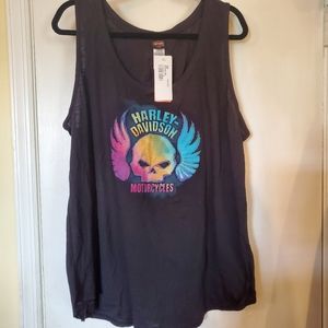 NWT Harley-Davidson colorful skull tank top